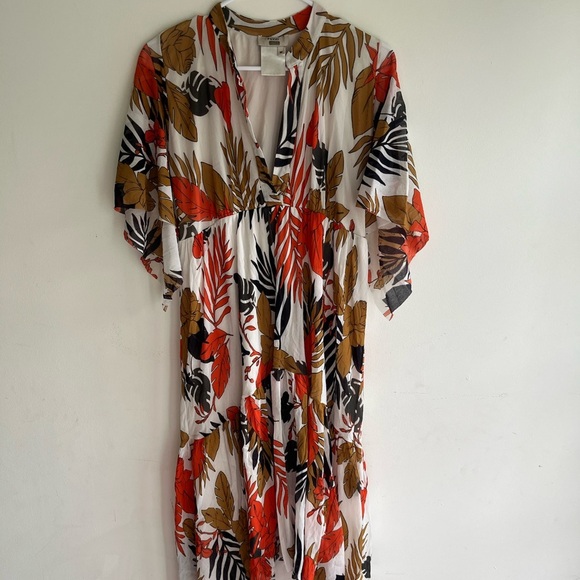 FUZZI Leaf Print Tulle Dress Size Medium - Picture 4 of 8